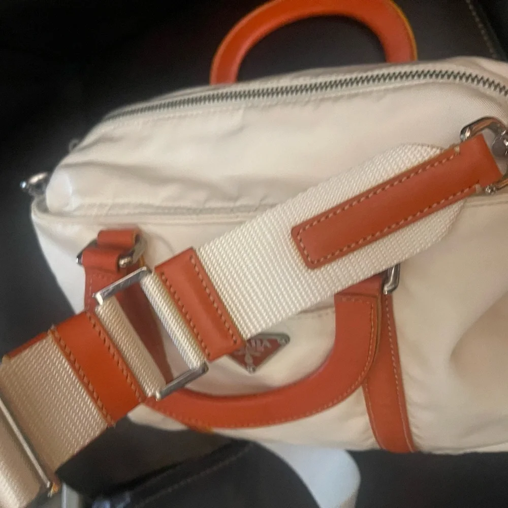 Prada Nylon 2-Way White and Orange Bag - Picture 10 of 11